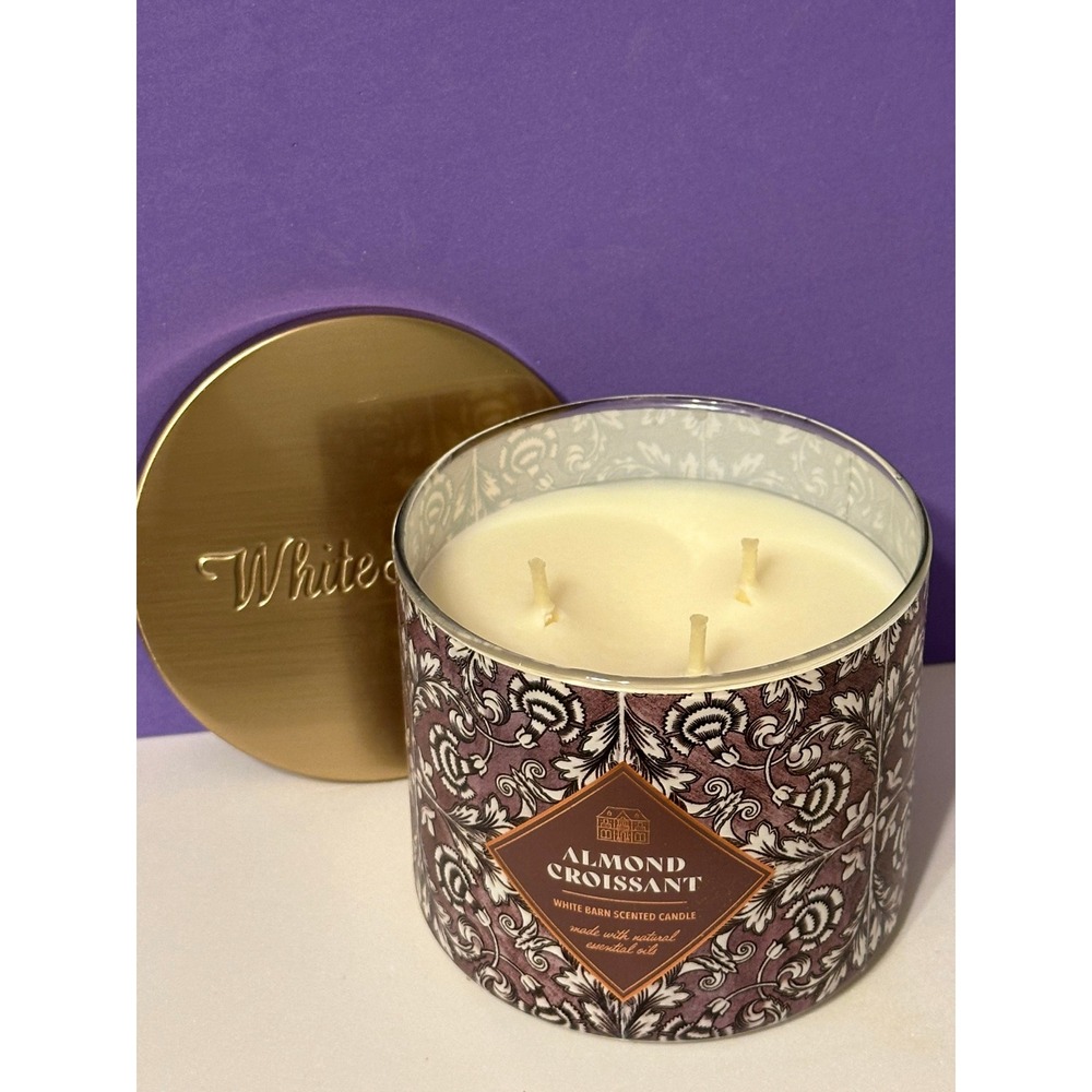 Bath & Body Works ~ White Barn Almond Croissant 3-Wick Scented Candle 14.5 oz